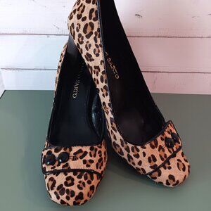 EUC 💥 FRANCO SARTO Gorgeous Leopard Print Pumps 3" Heel Shoes Size 8M